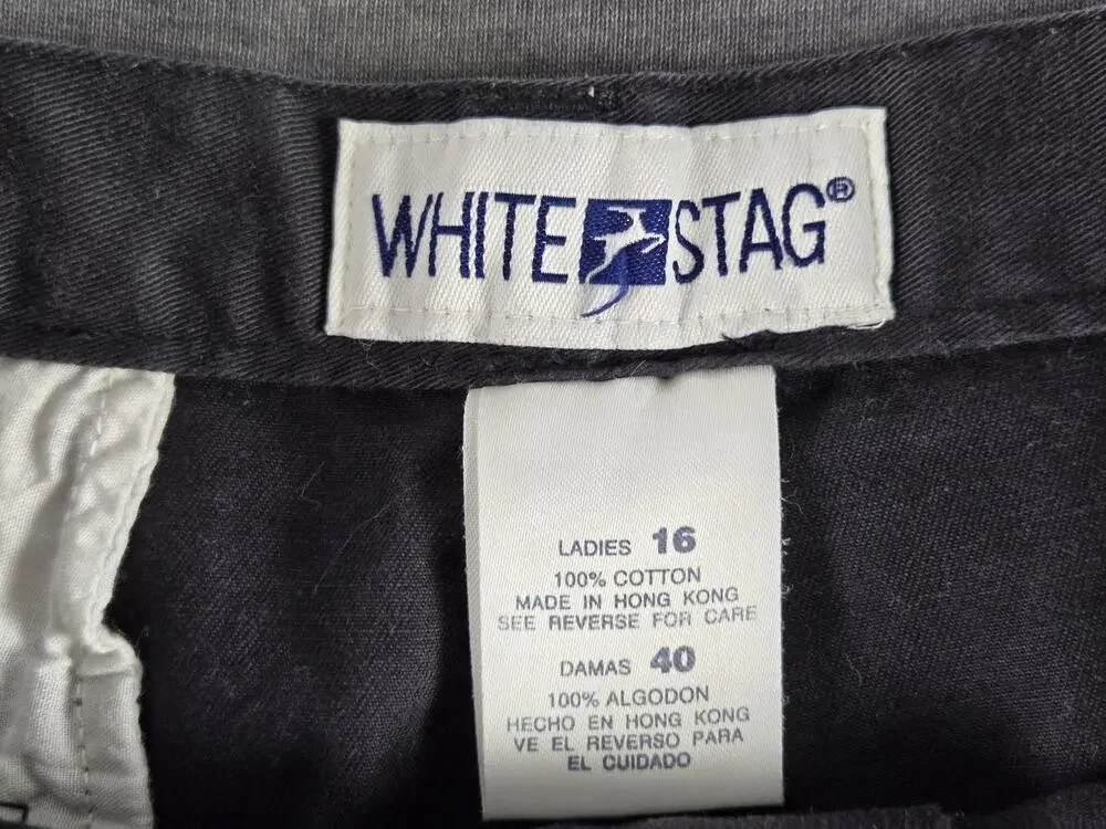 White Stag Skirt Womens 16 Black Cotton Twill Straight Pencil Knee Length Casual